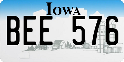 IA license plate BEE576