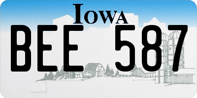 IA license plate BEE587