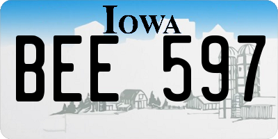IA license plate BEE597