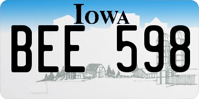 IA license plate BEE598