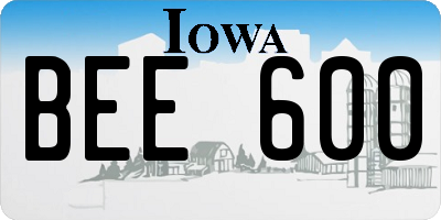 IA license plate BEE600