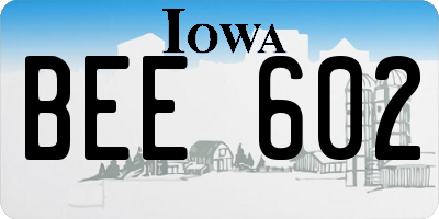 IA license plate BEE602