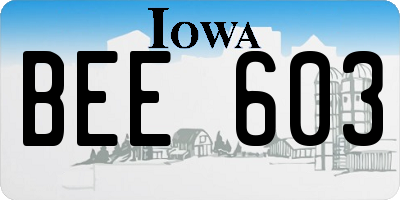 IA license plate BEE603