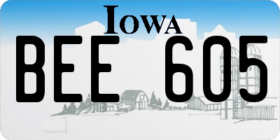 IA license plate BEE605
