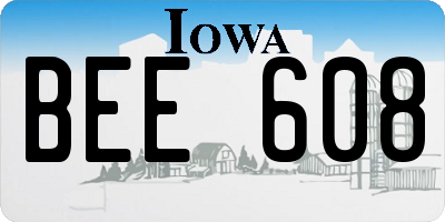 IA license plate BEE608