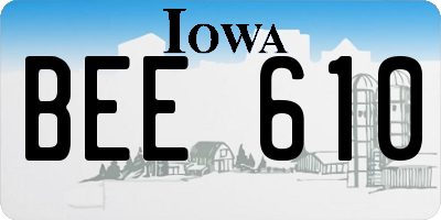 IA license plate BEE610