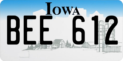 IA license plate BEE612