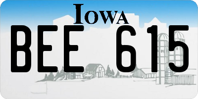IA license plate BEE615