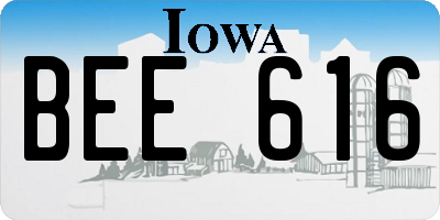 IA license plate BEE616