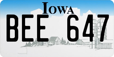 IA license plate BEE647