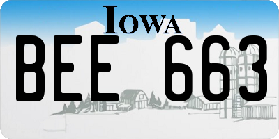 IA license plate BEE663