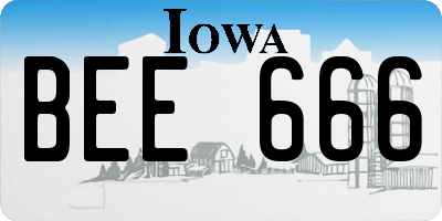 IA license plate BEE666