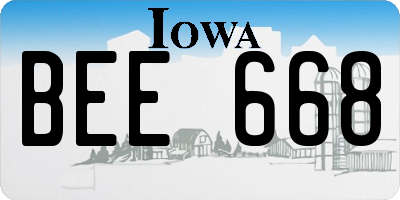 IA license plate BEE668