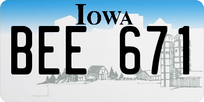 IA license plate BEE671