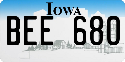 IA license plate BEE680