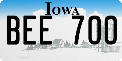 IA license plate BEE700
