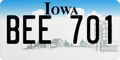 IA license plate BEE701