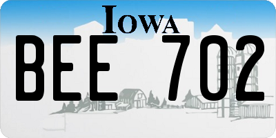 IA license plate BEE702