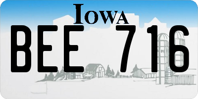 IA license plate BEE716