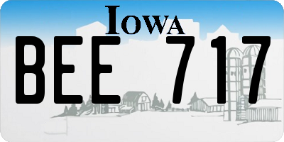 IA license plate BEE717