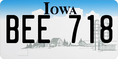 IA license plate BEE718