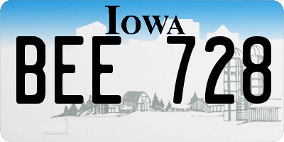 IA license plate BEE728