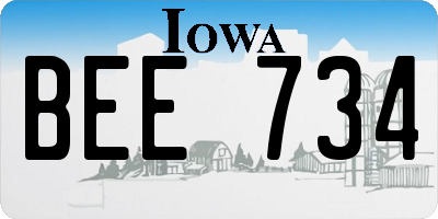 IA license plate BEE734