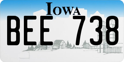 IA license plate BEE738