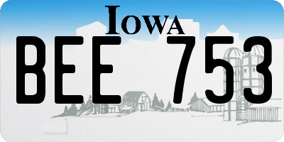 IA license plate BEE753