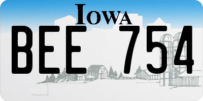 IA license plate BEE754