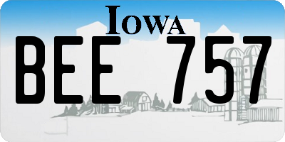 IA license plate BEE757