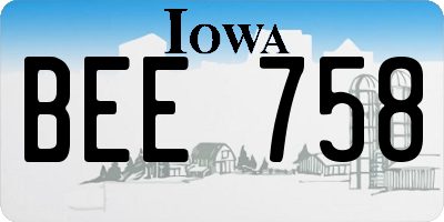 IA license plate BEE758