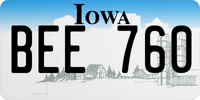 IA license plate BEE760