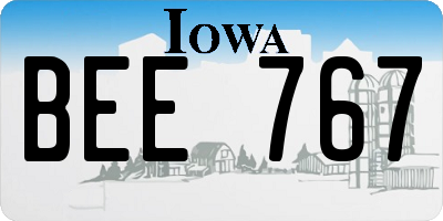 IA license plate BEE767