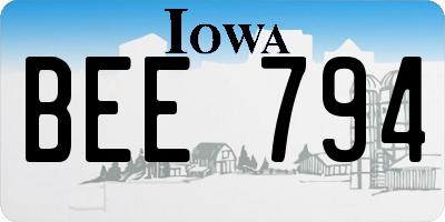 IA license plate BEE794