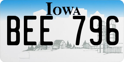 IA license plate BEE796