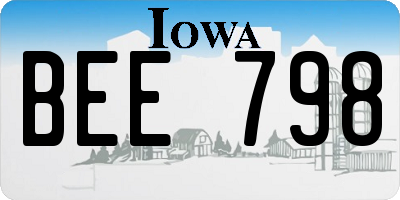 IA license plate BEE798
