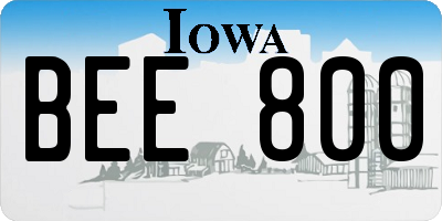 IA license plate BEE800