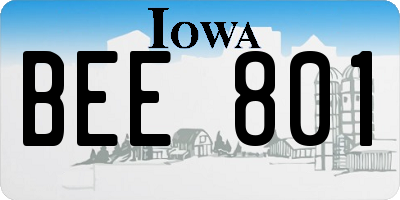 IA license plate BEE801