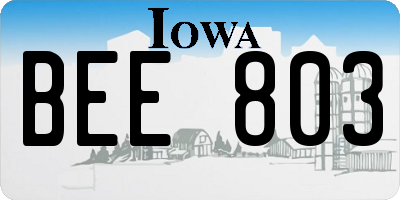 IA license plate BEE803