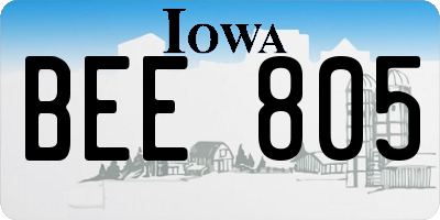 IA license plate BEE805