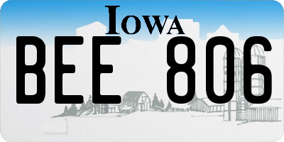 IA license plate BEE806