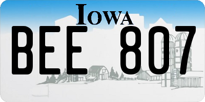 IA license plate BEE807