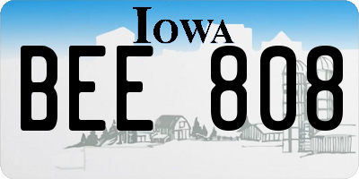 IA license plate BEE808