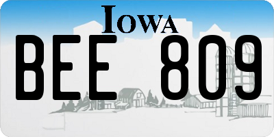 IA license plate BEE809