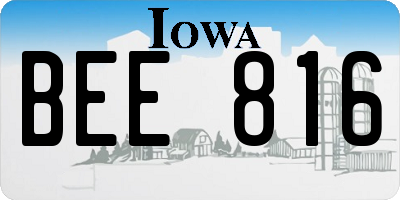 IA license plate BEE816