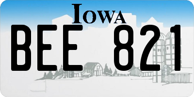 IA license plate BEE821
