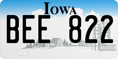IA license plate BEE822