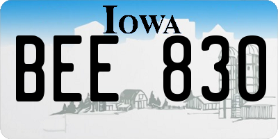 IA license plate BEE830