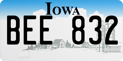 IA license plate BEE832